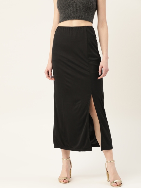 

VERONIQUE Women Black Solid Straight Skirt
