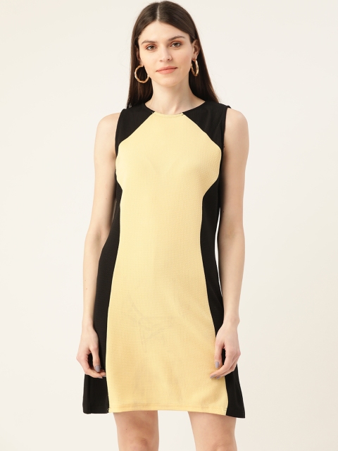 

VERONIQUE Women Yellow & Black Colourblocked Sheath Dress