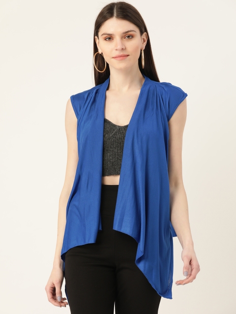 

VERONIQUE Women Blue Solid Waterfall Shrug
