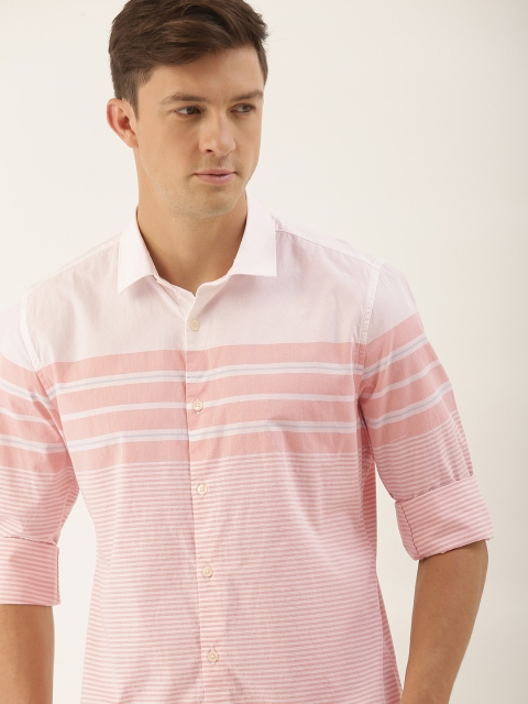 

INVICTUS Men White Slim Fit Horizontal Stripes Casual Shirt