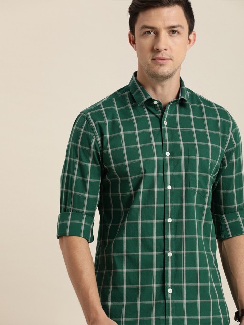 

INVICTUS Men Green & White Slim Fit Checked Casual Shirt