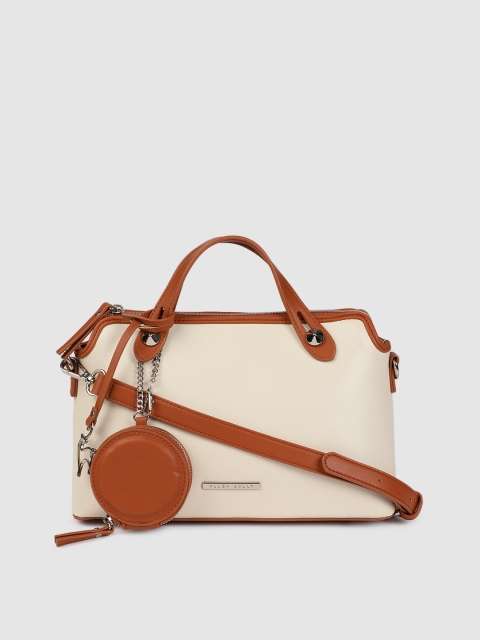 

Allen Solly Off-White & Brown Solid Handheld Bag