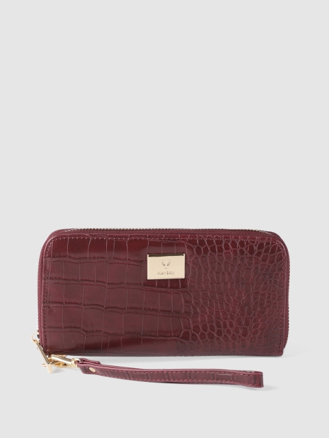 

Allen Solly Women Burgundy Textured Zip Around Wallet