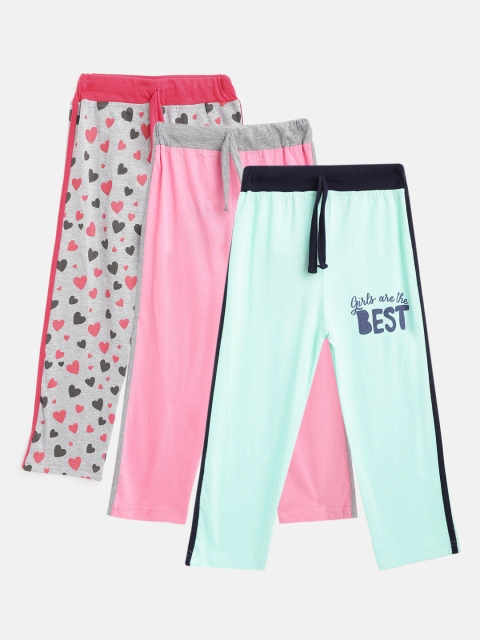 

Eteenz Girls Pack of 3 Premium Cotton Track Pants, Sea green