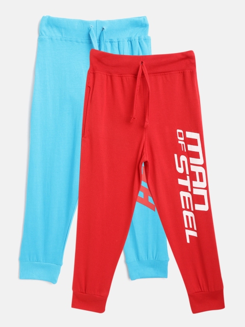 

Eteenz Boys Pack of 2 Superhero Typography Print Cotton Joggers, Red