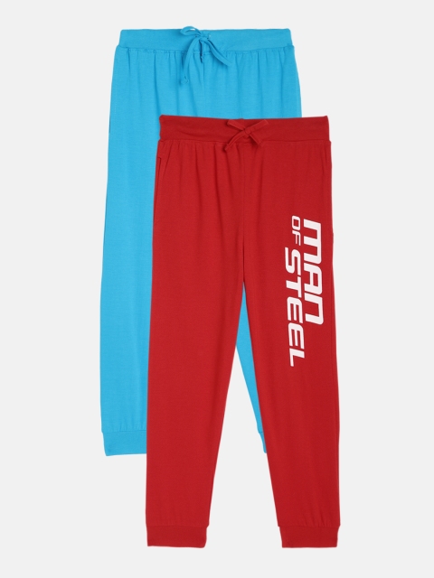 

Eteenz Boys Pack of 2 Superhero Typography Printed Cotton Joggers, Red