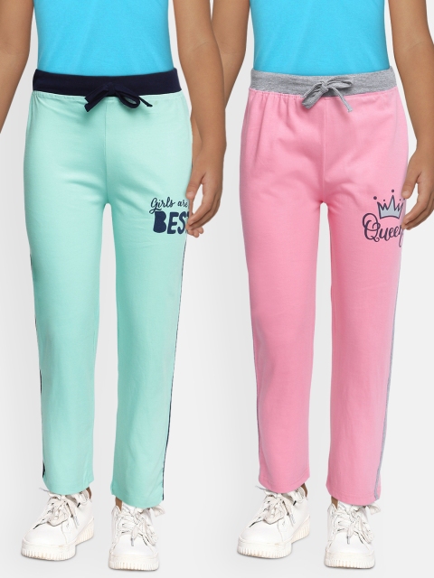 

Eteenz Girls Pack of 2 Solid Cotton Straight-Fit Track Pants, Pink