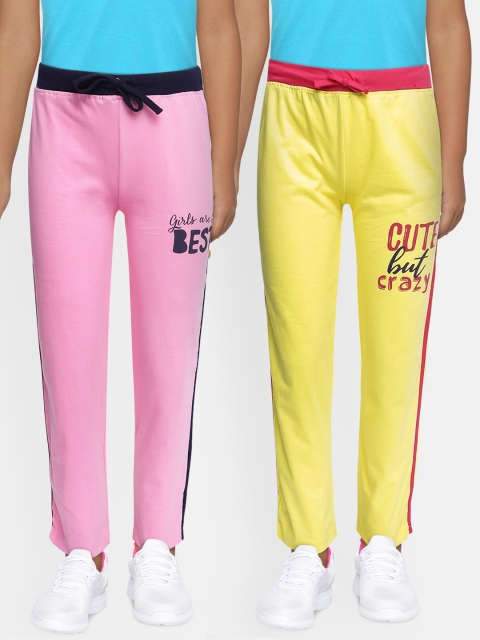 

Eteenz Girls Pack of 2 Track Pants, Yellow
