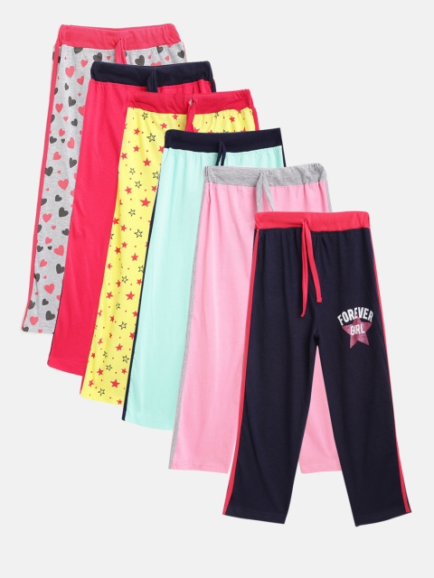 

Eteenz Girls Pack of 6 Premium Cotton Track Pants, Multi
