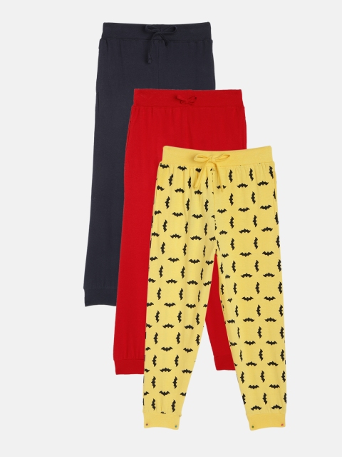 

Eteenz Boys Pack of 3 Cotton Joggers, Red