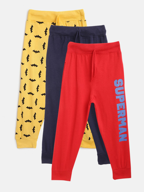 

Eteenz Boys Pack of 3 Cotton Joggers, Red
