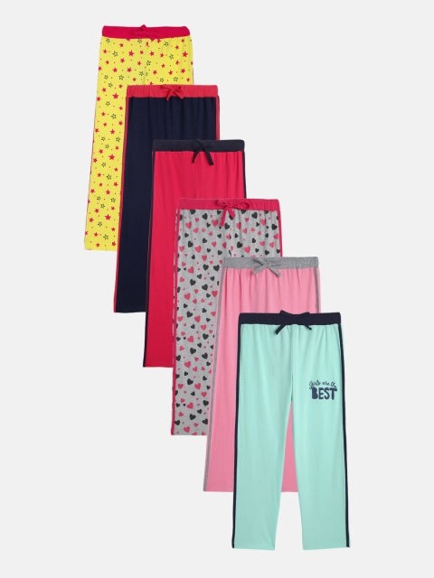 

Eteenz Girls Pack of 6 Multicoloured Pure Cotton Track Pants, Multi
