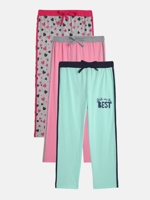 

Eteenz Girls Pack of 3 Pure Cotton Track Pants, Pink