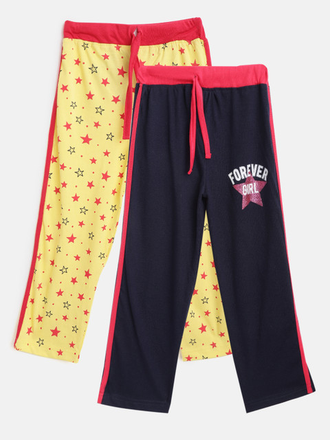 

Eteenz Girls Pack of 2 Premium Cotton Track Pants, Navy blue