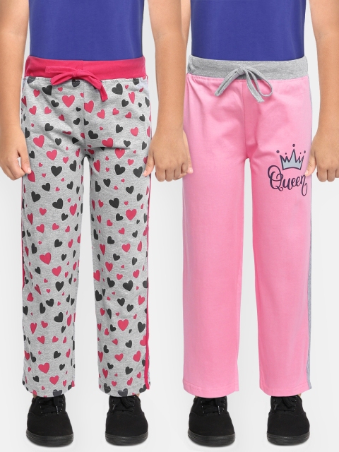 

Eteenz Girls Pack of 2 Pure Cotton Track Pants, Pink
