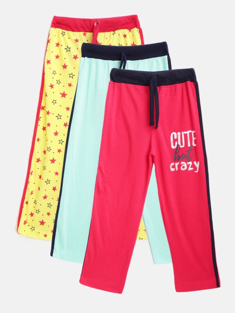 

Eteenz Girls Pack of 3 Premium Cotton Track Pants, Fuchsia