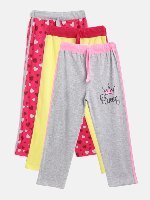 

Eteenz Girls Pack of 3 Premium Cotton Track Pants, Yellow