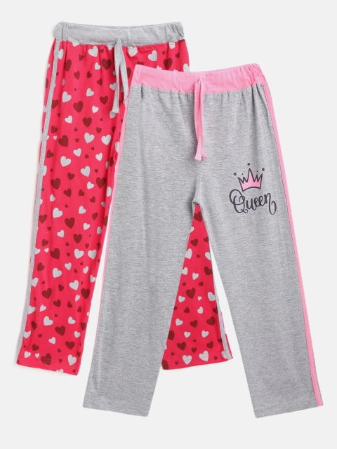 

Eteenz Girls Pack of 2 Pure Cotton Track Pants, Grey melange