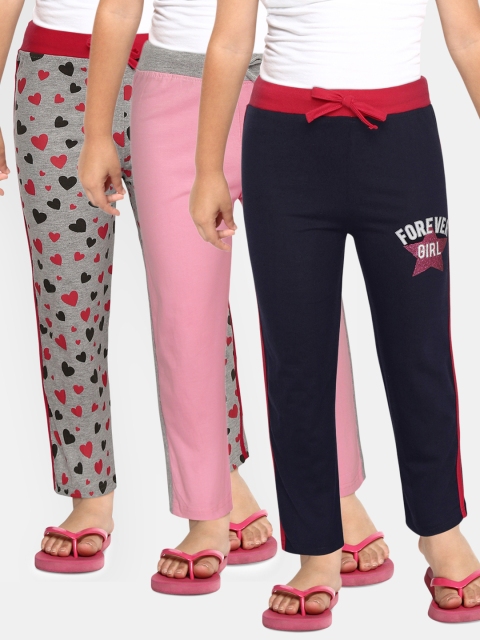 

Eteenz Girls Pack of 3 Cotton Track Pants, Pink