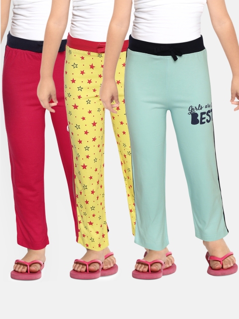 

Eteenz Girls Pack of 3 Cotton Track Pants, Pink