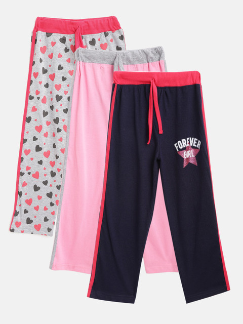 

Eteenz Girls Pack of 3 Pure Cotton Track Pants, Pink