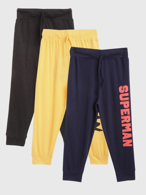 

Eteenz Boys Pack of 3 Cotton Joggers, Black