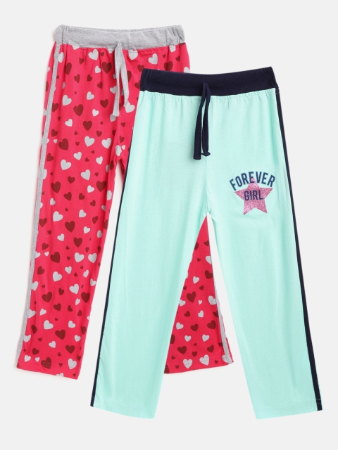 

Eteenz Girls Pack of 2 Pure Cotton Track Pants, Pink