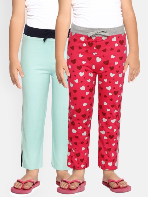 

Eteenz Girls Pack of 2 Pure Cotton Track Pants, Blue