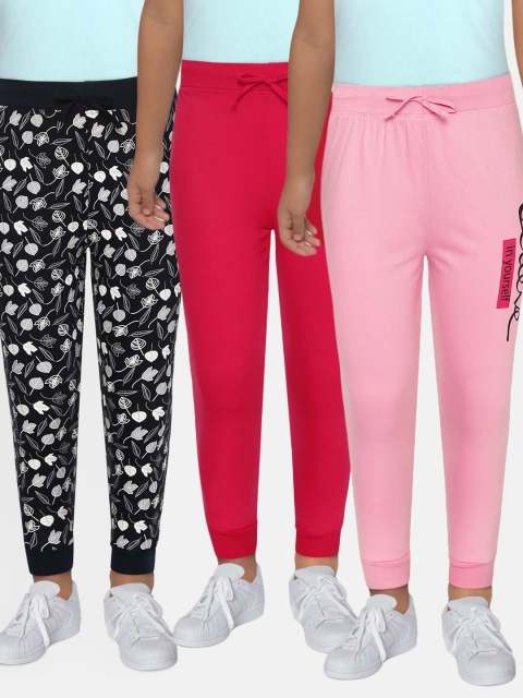 

Eteenz Girls Pack of 3 Knitted Cotton Joggers, Pink