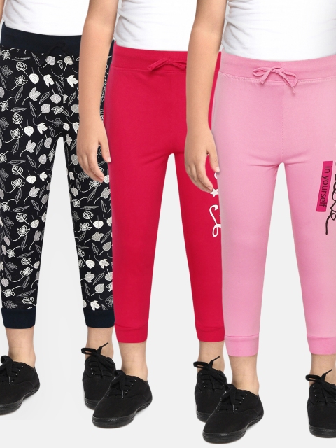 

Eteenz Girls Pack of 3 Knitted Cotton Joggers, Pink