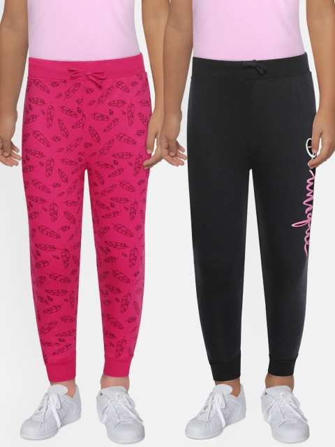

Eteenz Girls Pack of 2 Pure Cotton Joggers, Fuchsia