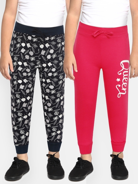 

Eteenz Girls Pack of 2 Pure Cotton Joggers, Fuchsia