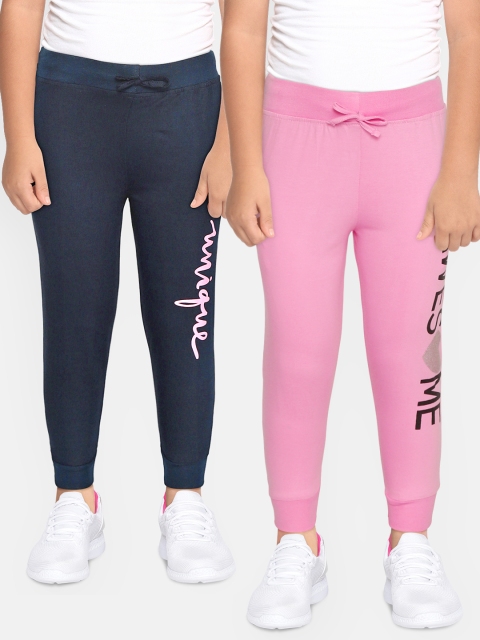 

Eteenz Girls Pack of 2 Pure Cotton Joggers, Pink