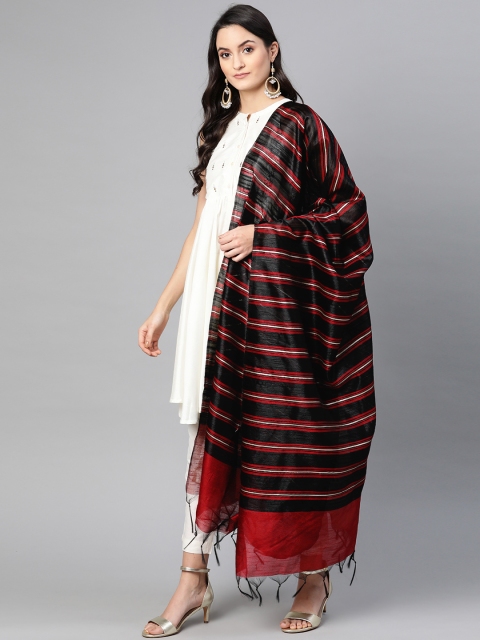 

Indo Era Black & Red Striped Dupatta