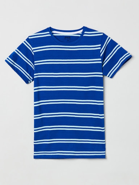 

max Boys Blue Printed Round Neck T-shirt