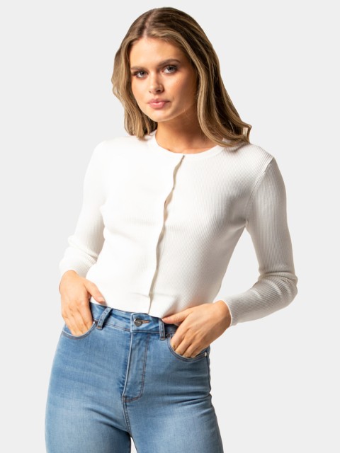 

Forever New Women White Solid Fitted Top