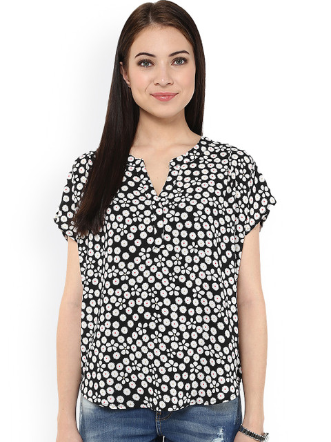 

Harpa Black Floral Print Top