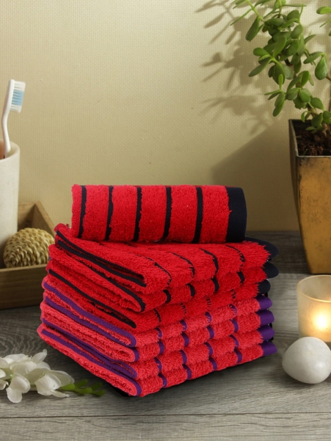 

BIANCA Red Striped Set Of 8 Face Towels