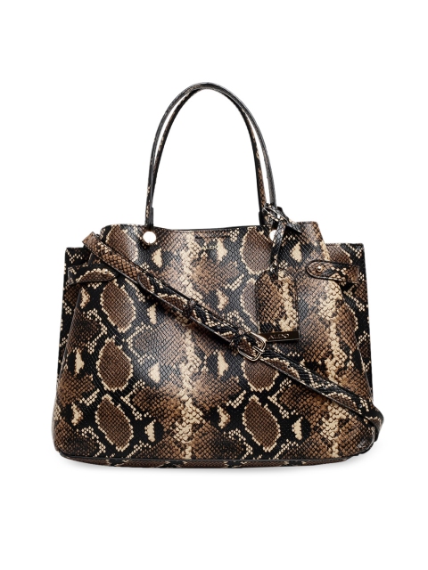 

ALDO Brown Animal Snakeskin Textured Structured Handheld Bag