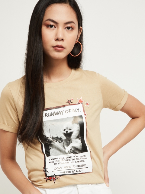 

max Women Beige Printed Top