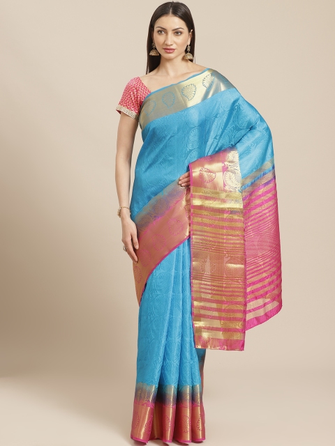 

Chhabra 555 Blue Handloom Woven Design Banarasi Saree