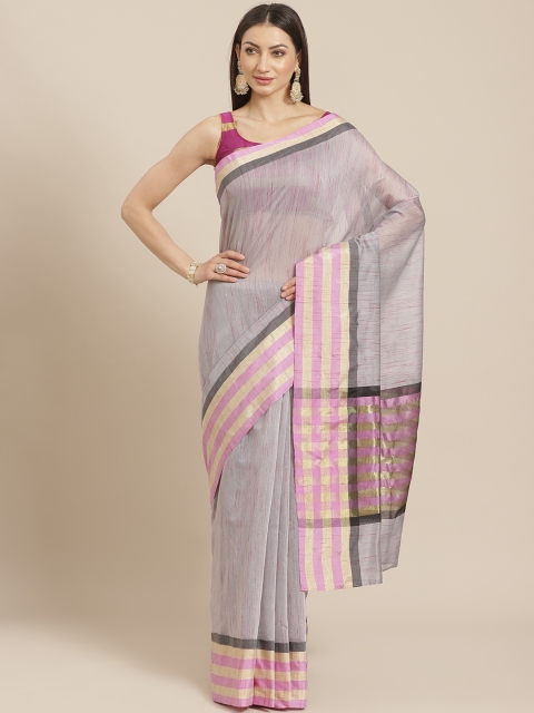 

Chhabra 555 Grey & Pink Woven Design Mangalagiri Saree