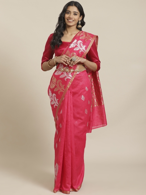 

Chhabra 555 Pink & Silver Woven Design Banarasi Saree