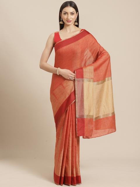 

Chhabra 555 Rust Orange Solid Handloom Mangalagiri Saree
