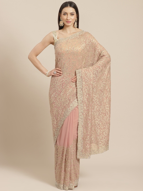 

Chhabra 555 Pink & Golden Embroidered Saree