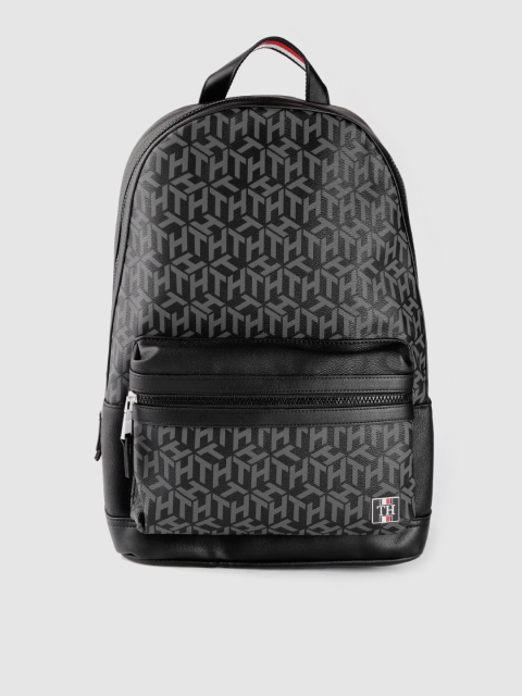 

Tommy Hilfiger Unisex Black & Grey Typography Print 14 Inch Laptop Backpack