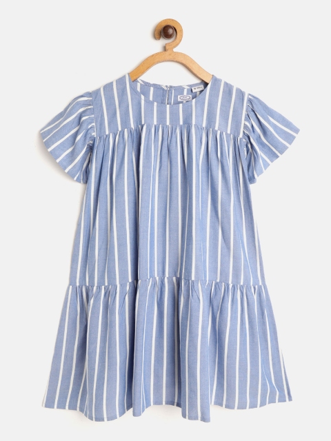 

NAAV BY AVNEET Girls Blue & White Striped A-Line Dress