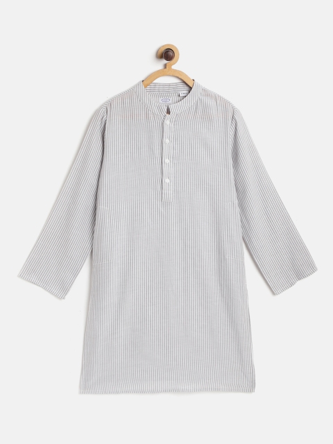 

NAAV BY AVNEET Boys Grey & White Striped Kurta