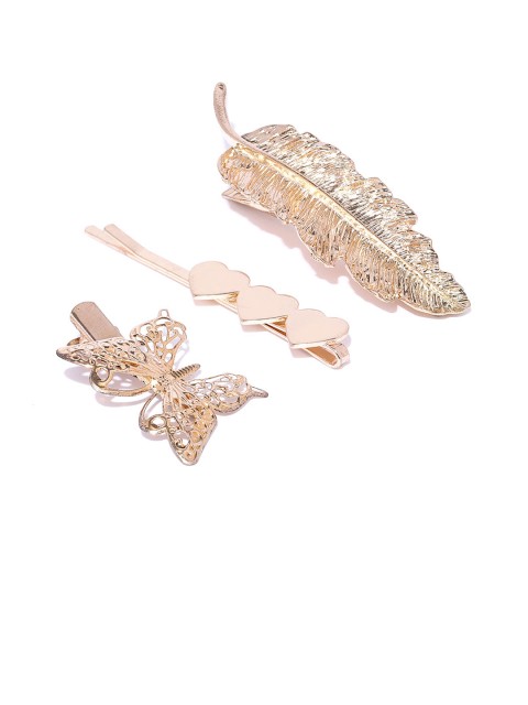 

Blueberry Women Set of 3 Gold-Plated Hair Clips