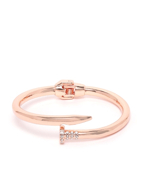 

Blueberry Rose Gold-Toned 18K Gold-Plated Stone-Studded Cuff Bracelet